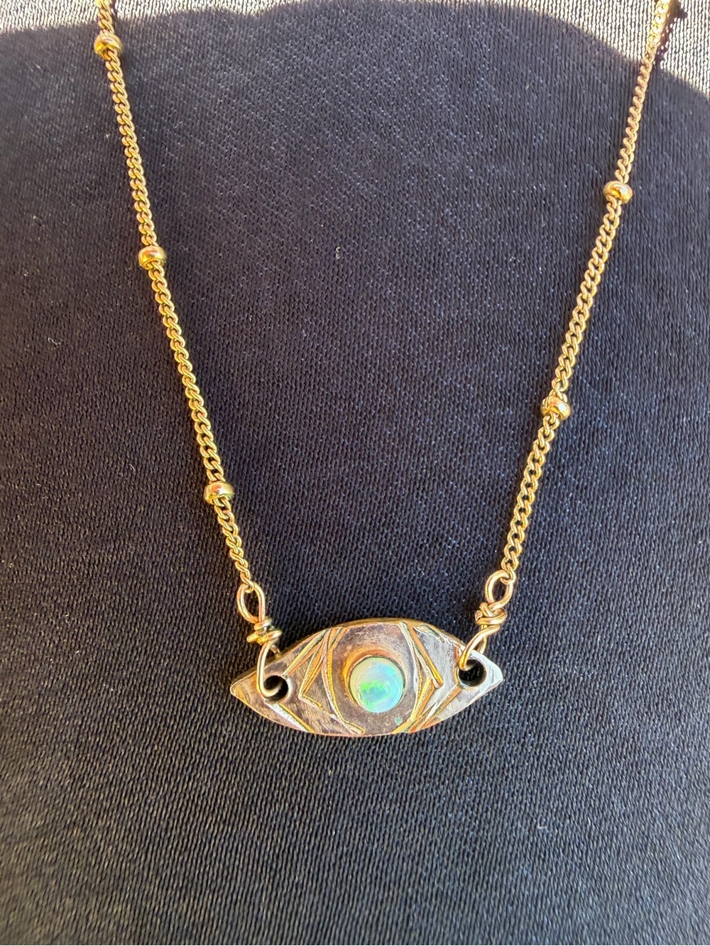 Opal evil eye necklace